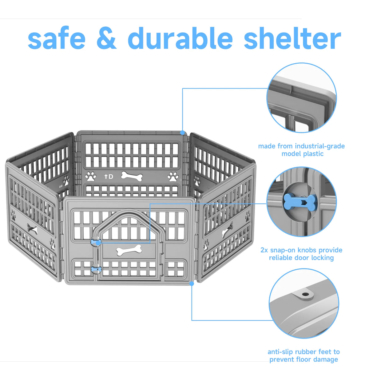 6 Panel Plastic Pet Playpen With Door For Small Dogs