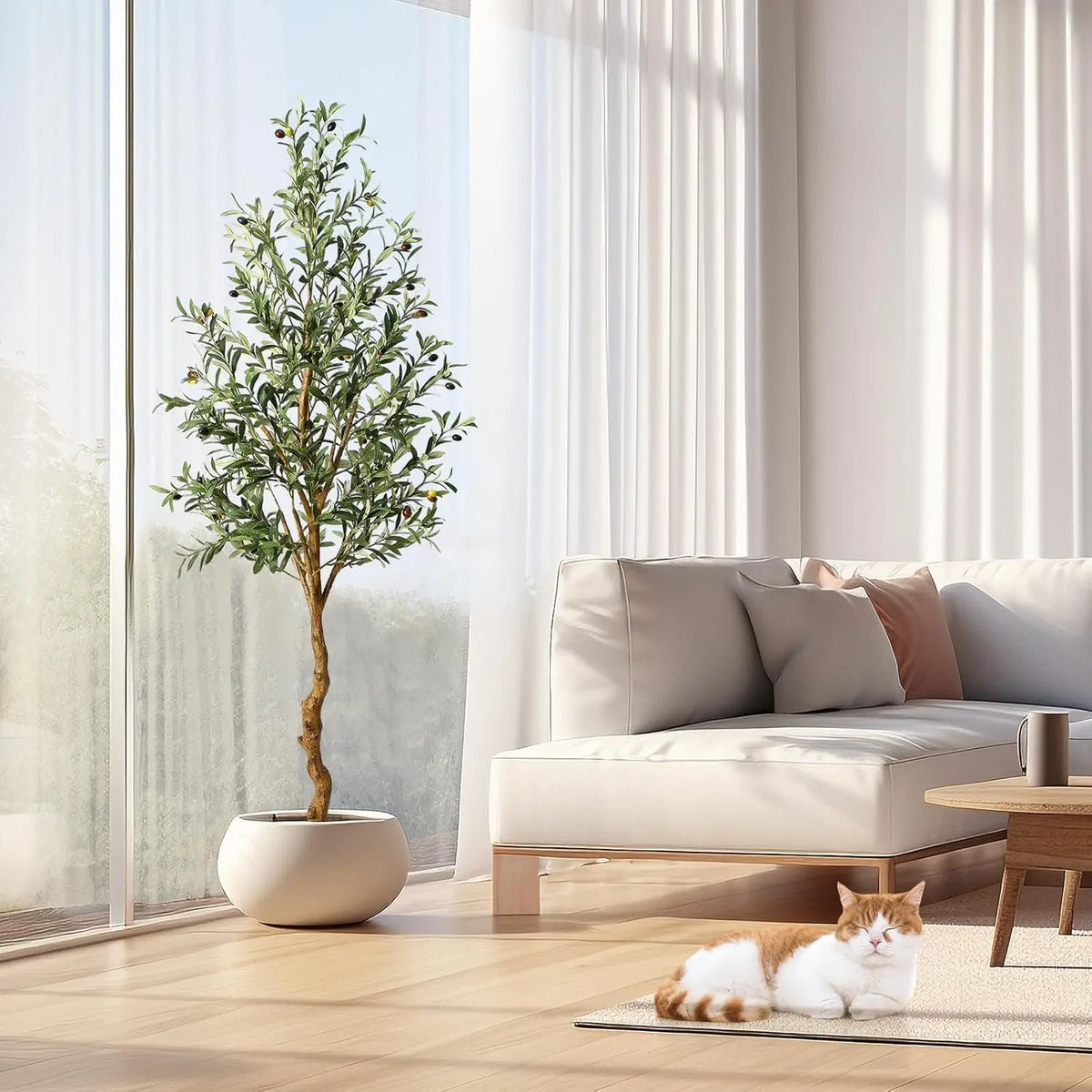 Himiss Artificial Olive Tree Fake Plant In Pot For Home Decor