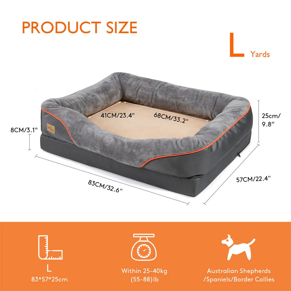 Borwart Jumbo Orthopedic Memory Foam Dog Bed With Removable Cover