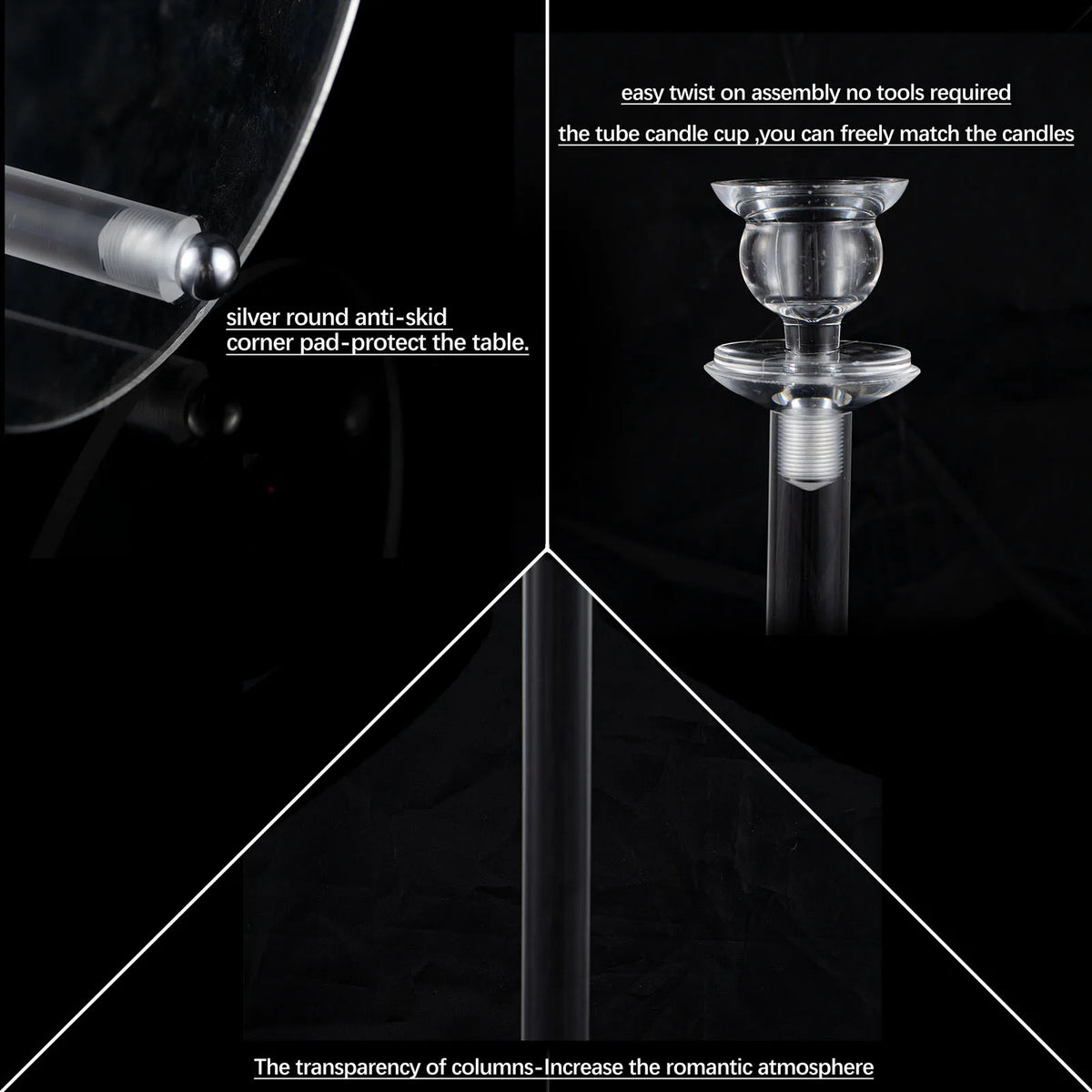 Vincigant Acrylic Candlestick Holder Wedding Table Decor Set