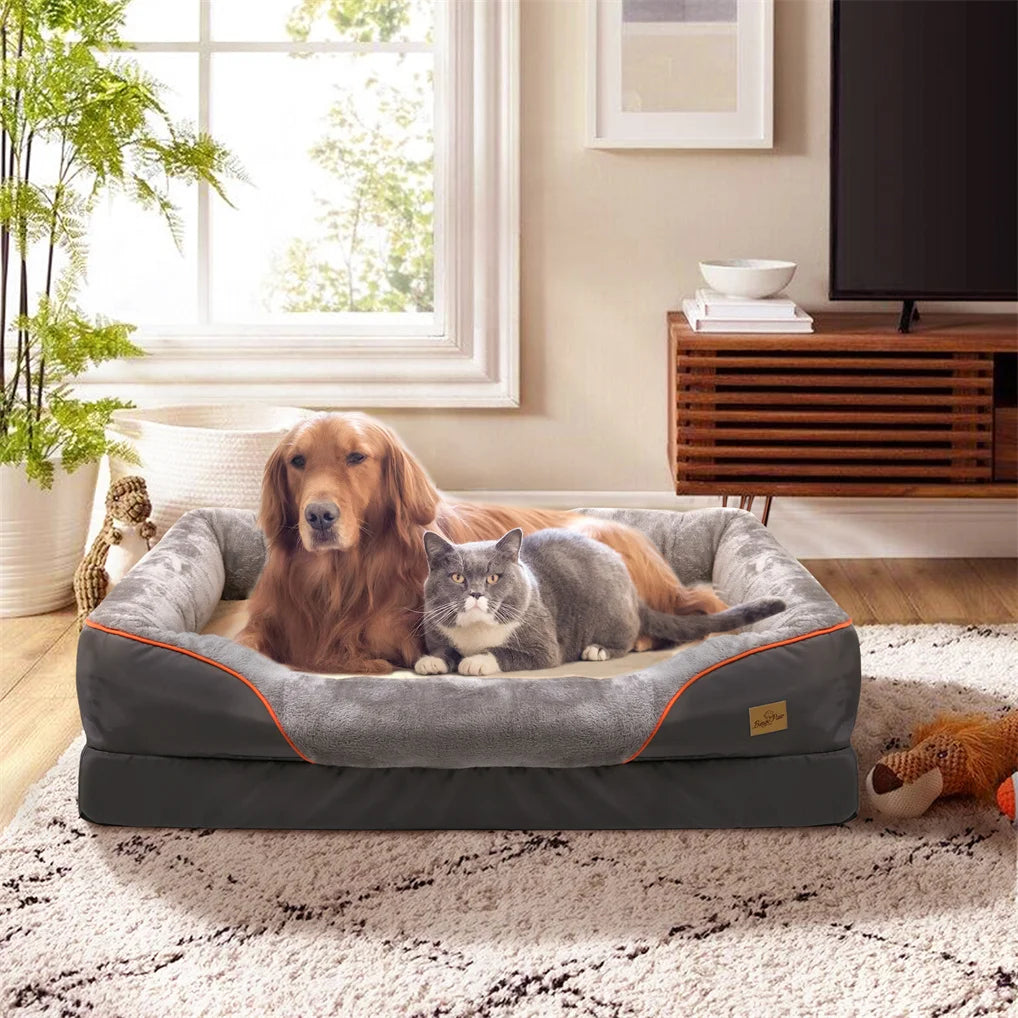 Borwart Jumbo Orthopedic Memory Foam Dog Bed With Removable Cover
