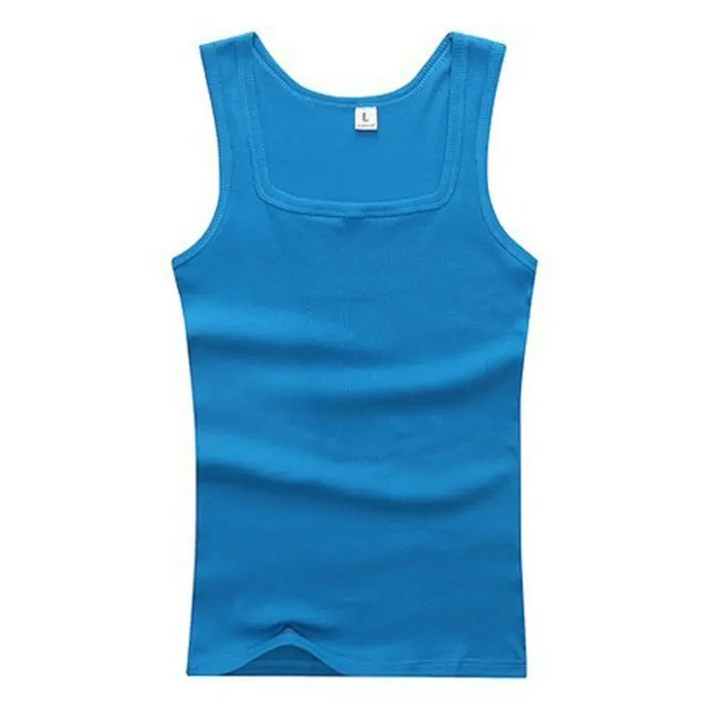 Pure Cotton Mens Elastic Tank Top for Summer Fitness Casual Wear