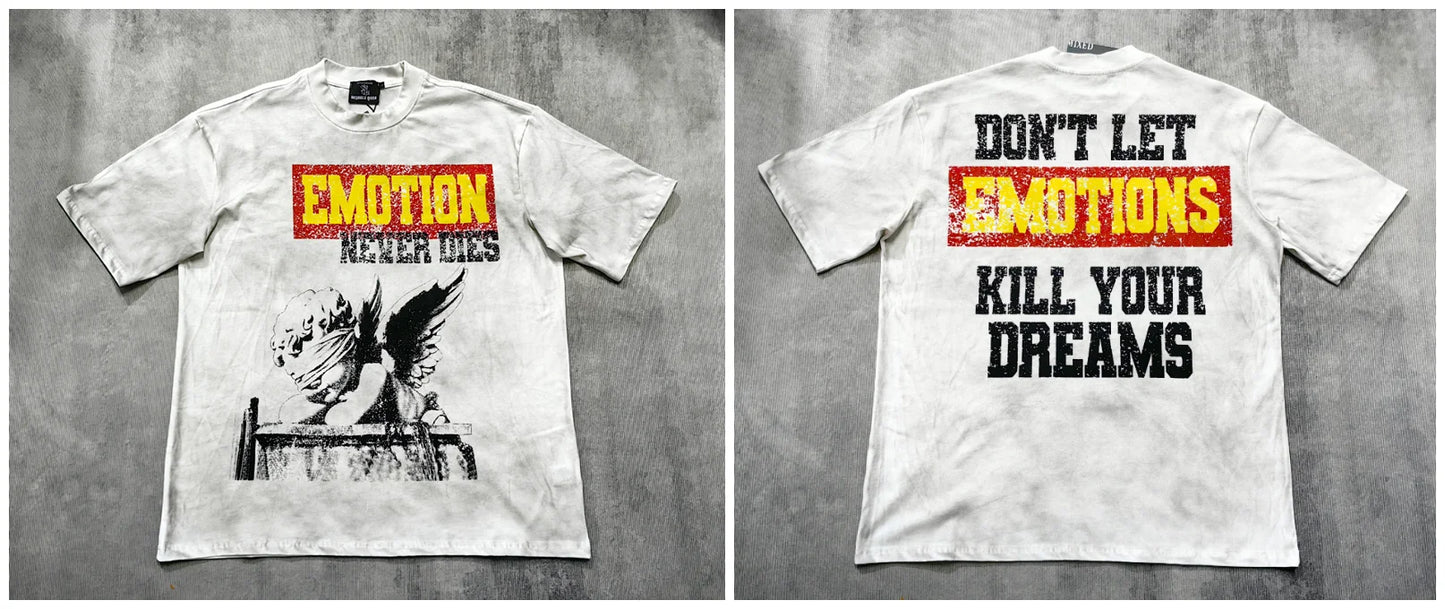 Mixed Emotion Rhinestone Cartoon Print Cotton T Shirt Men Women
