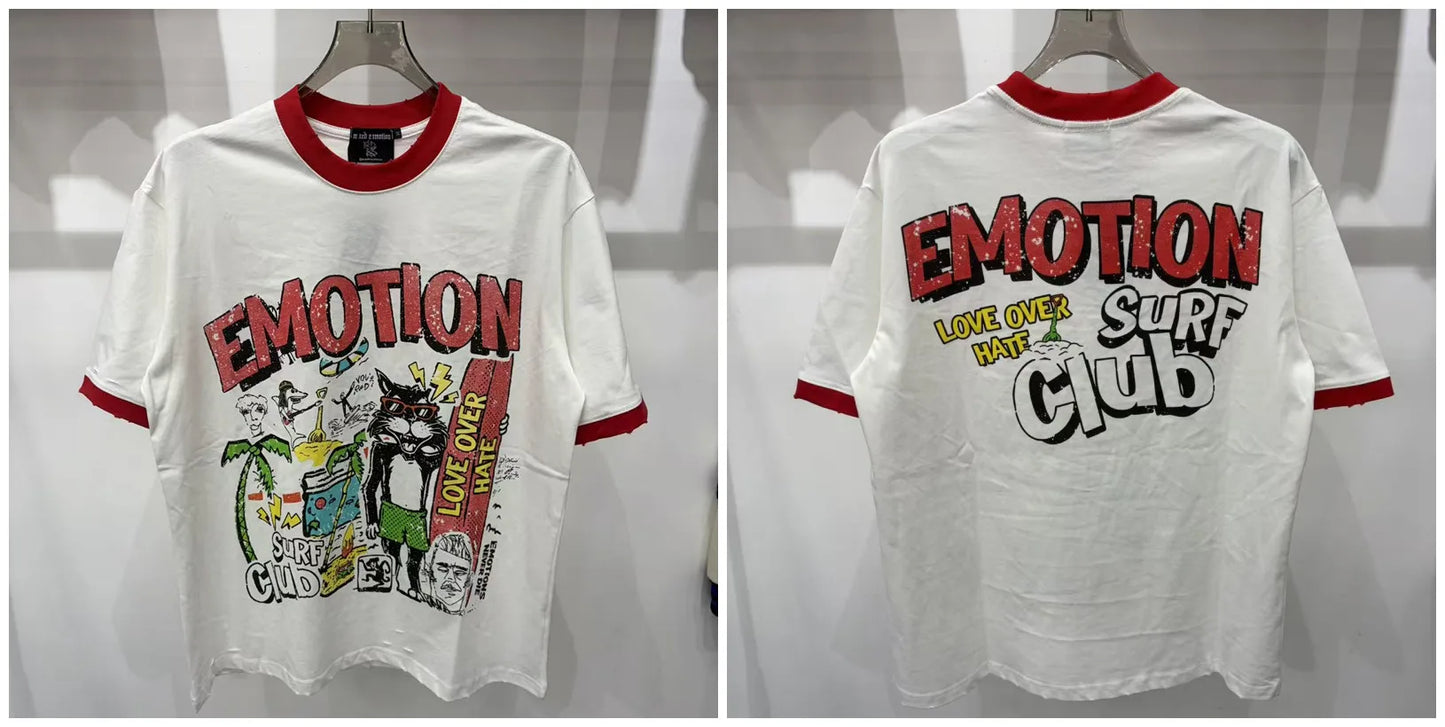 Mixed Emotion Rhinestone Cartoon Print Cotton T Shirt Men Women
