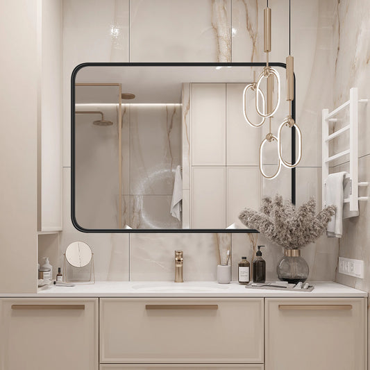 JHK Matte Metal Framed Modern Bathroom Vanity Mirror