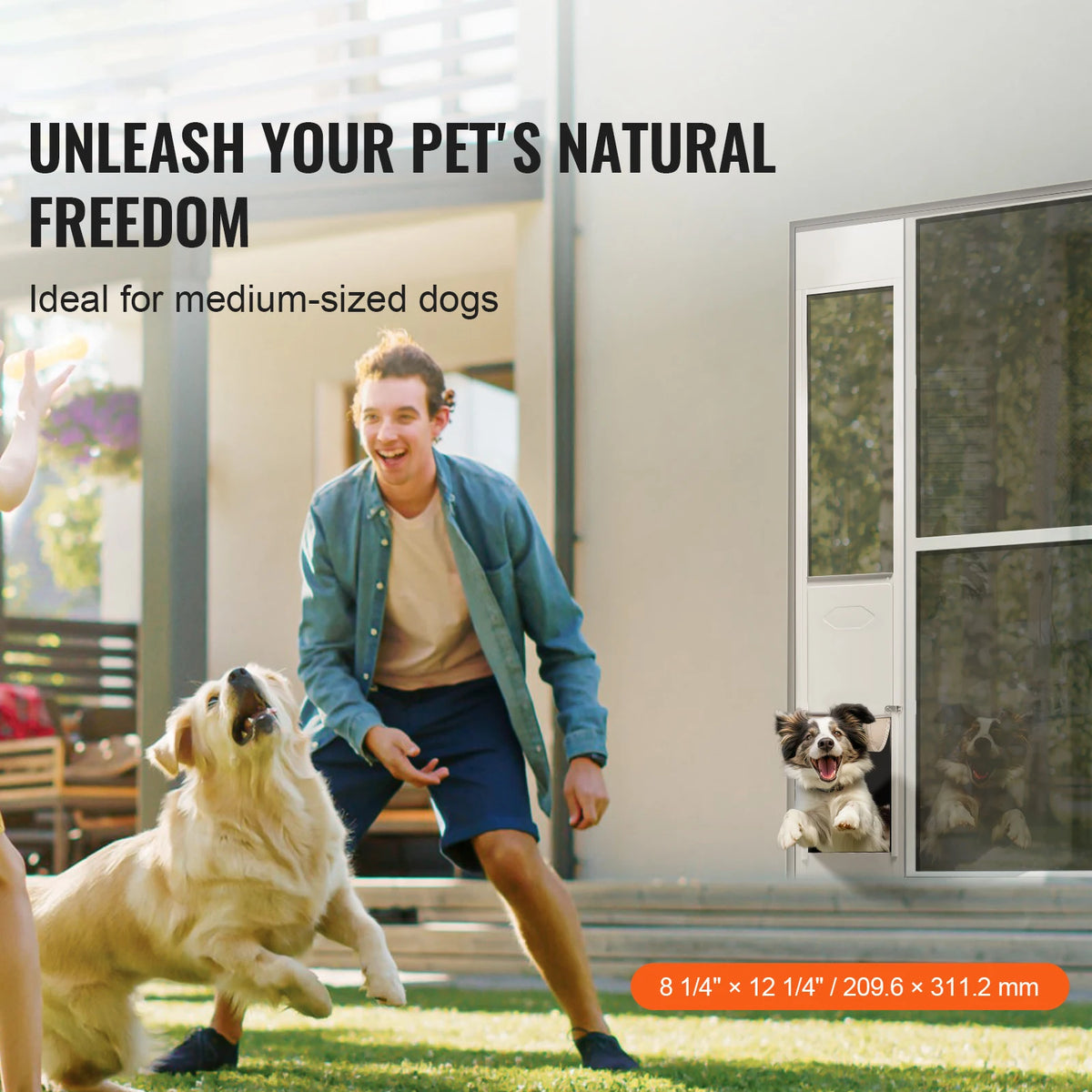SucceBuy Adjustable Aluminum Sliding Glass Dog Door