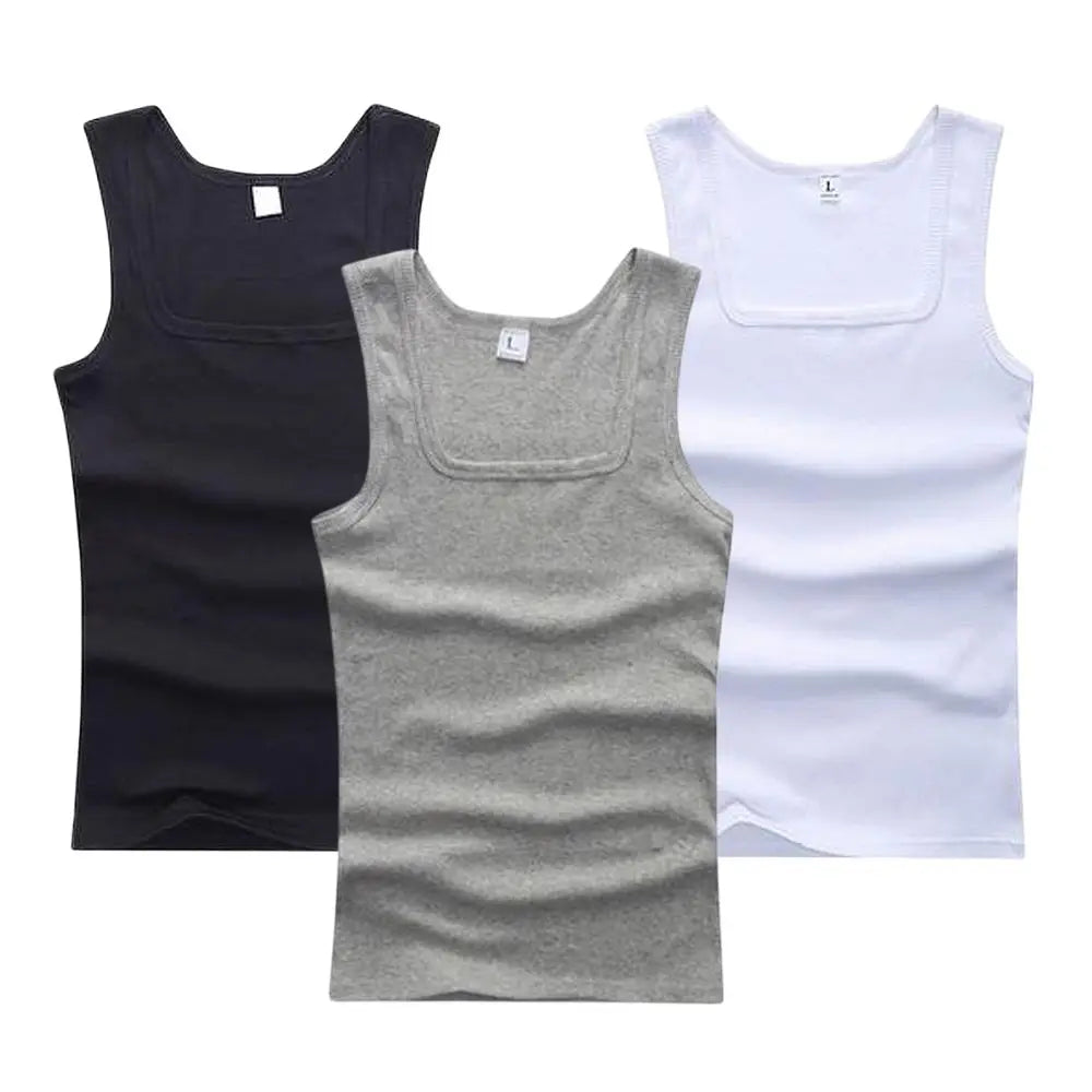 Pure Cotton Mens Elastic Tank Top for Summer Fitness Casual Wear