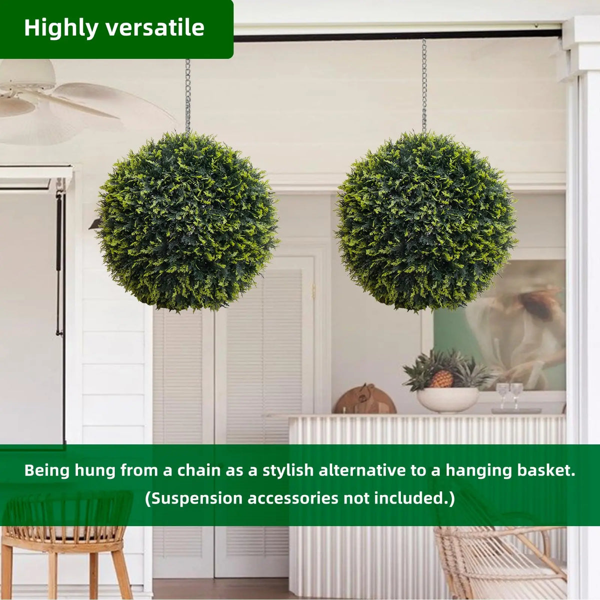 Studyset Set Of 2 Artificial Green Outdoor Topiary Balls