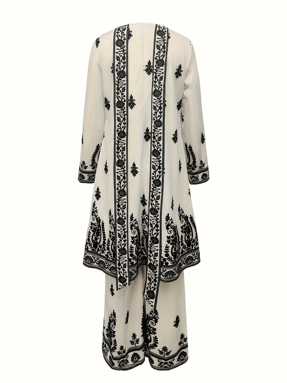 Women Plus Size Ethnic Style Three Piece Printed Outfit Set