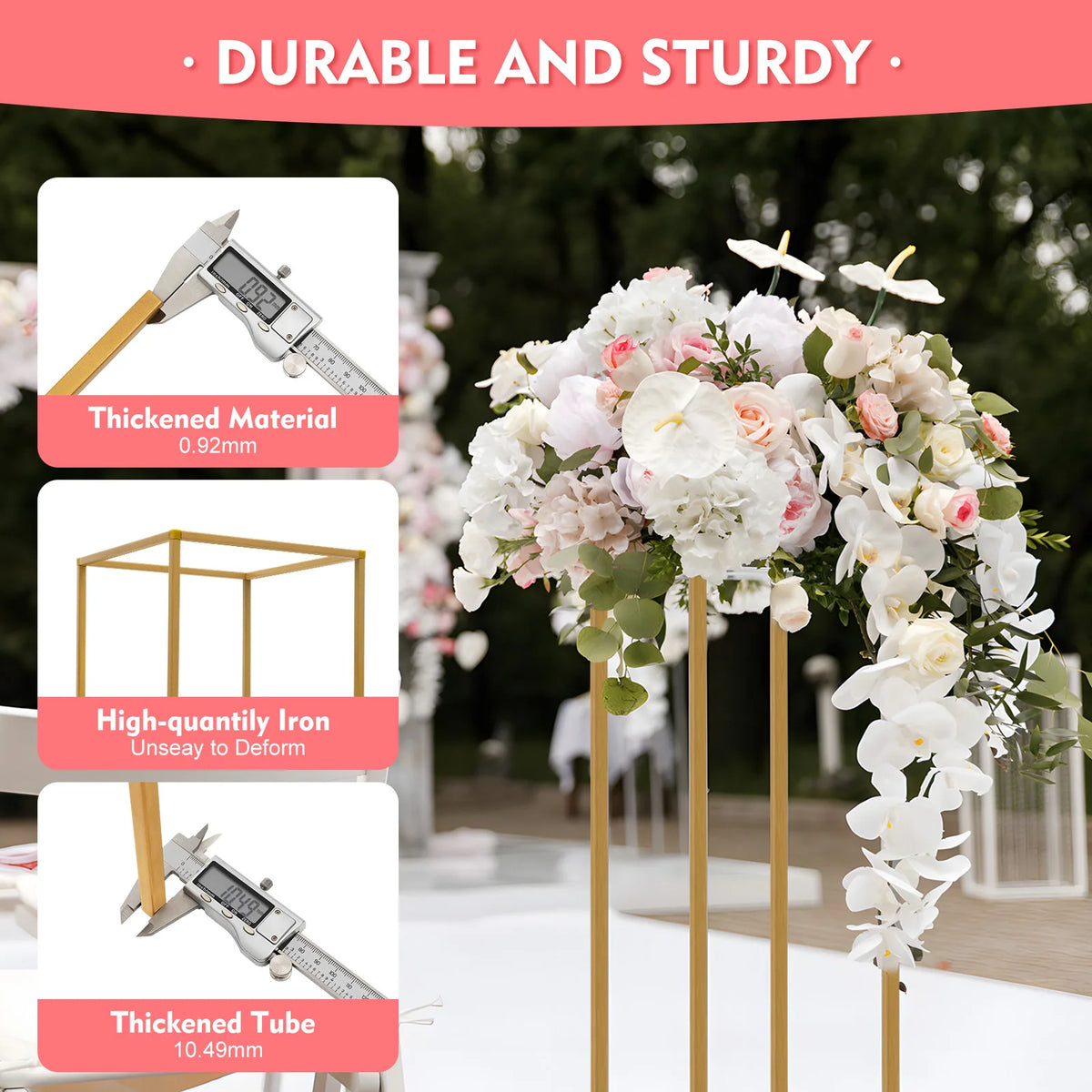 Metal Flower Stand Wedding Column Floor Decor Display Rack