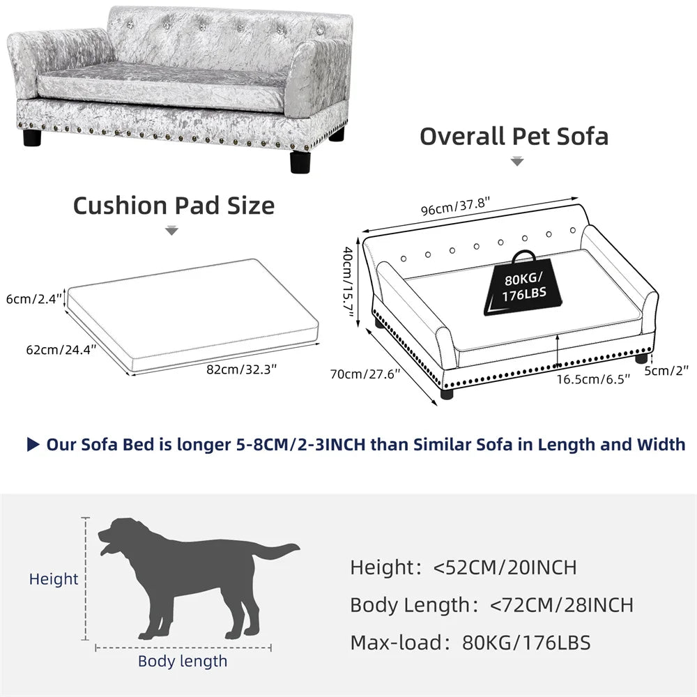 Borwart Heavy Duty Raised Pet Sofa Bed With Removable Cover