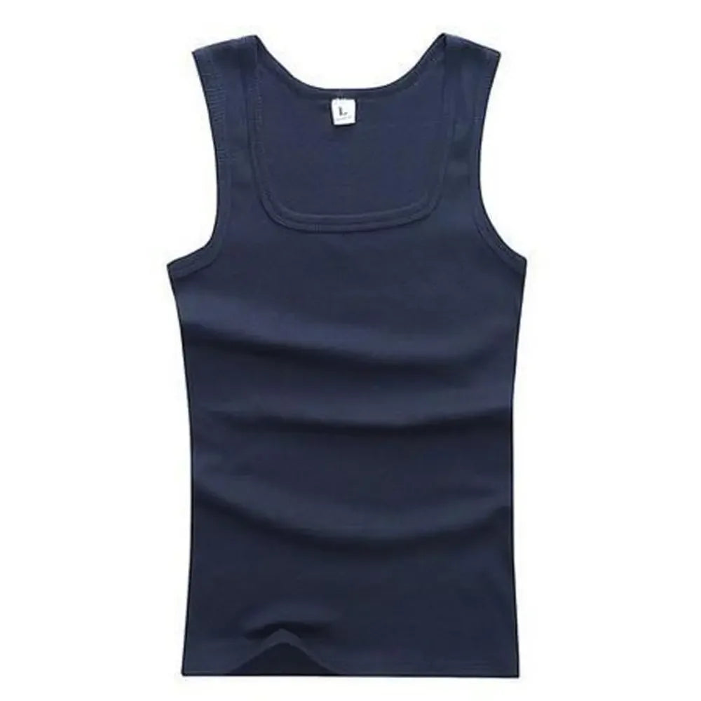 Pure Cotton Mens Elastic Tank Top for Summer Fitness Casual Wear