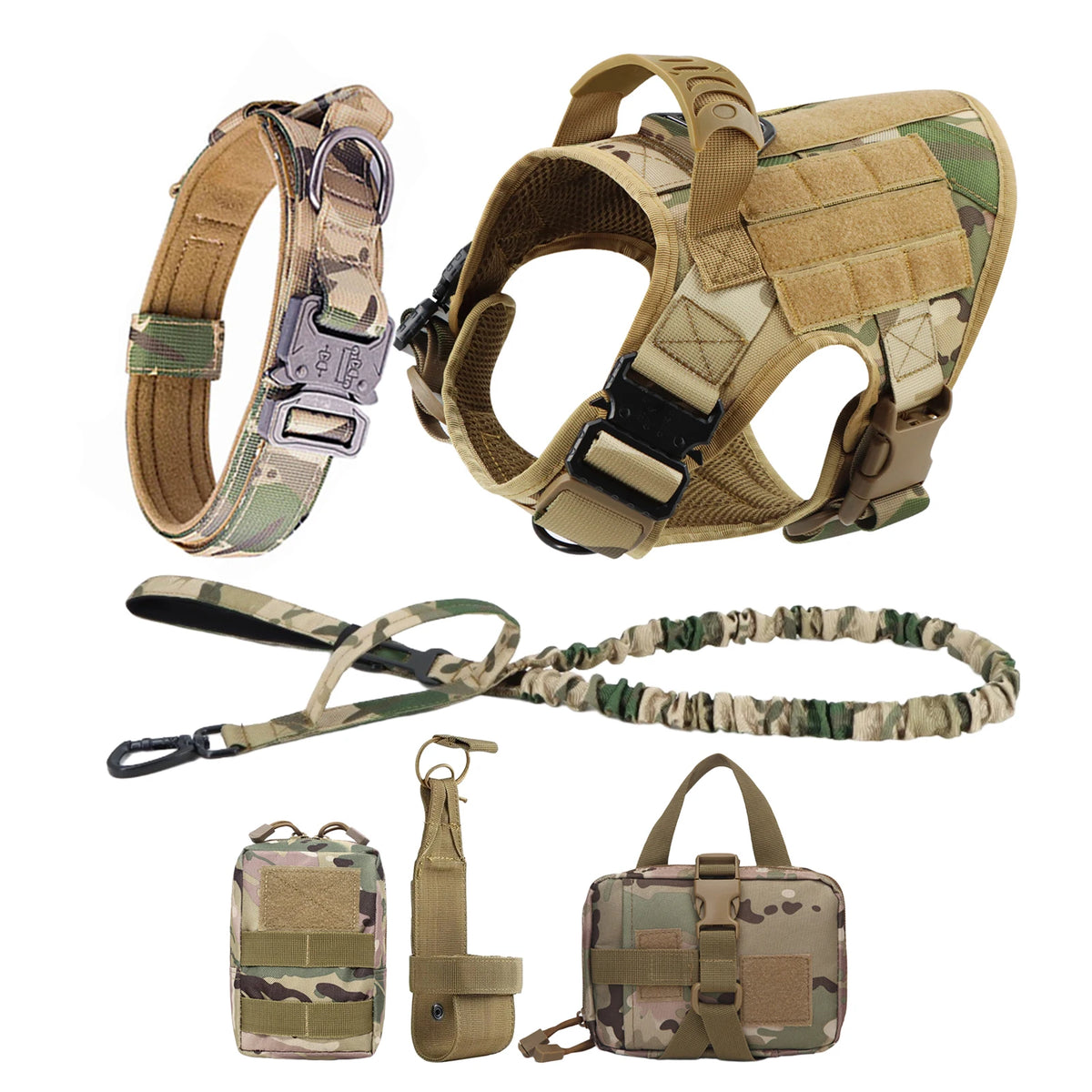 Padded Nylon Dog Harness And Leash Set With Quick Release Buckle For Training Walking Large Dogs