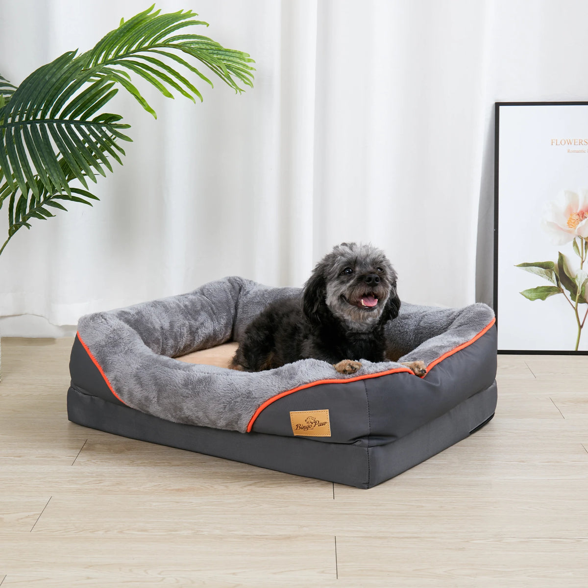 BINGOPAW Super Soft Orthopedic Dog Bed With Cotton-Padded Bolster