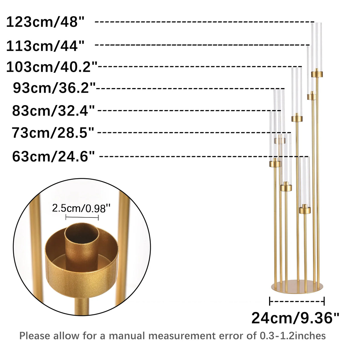 Vincigant Gold 7 Arm Metal Floor Candelabra With Acrylic Lampshade