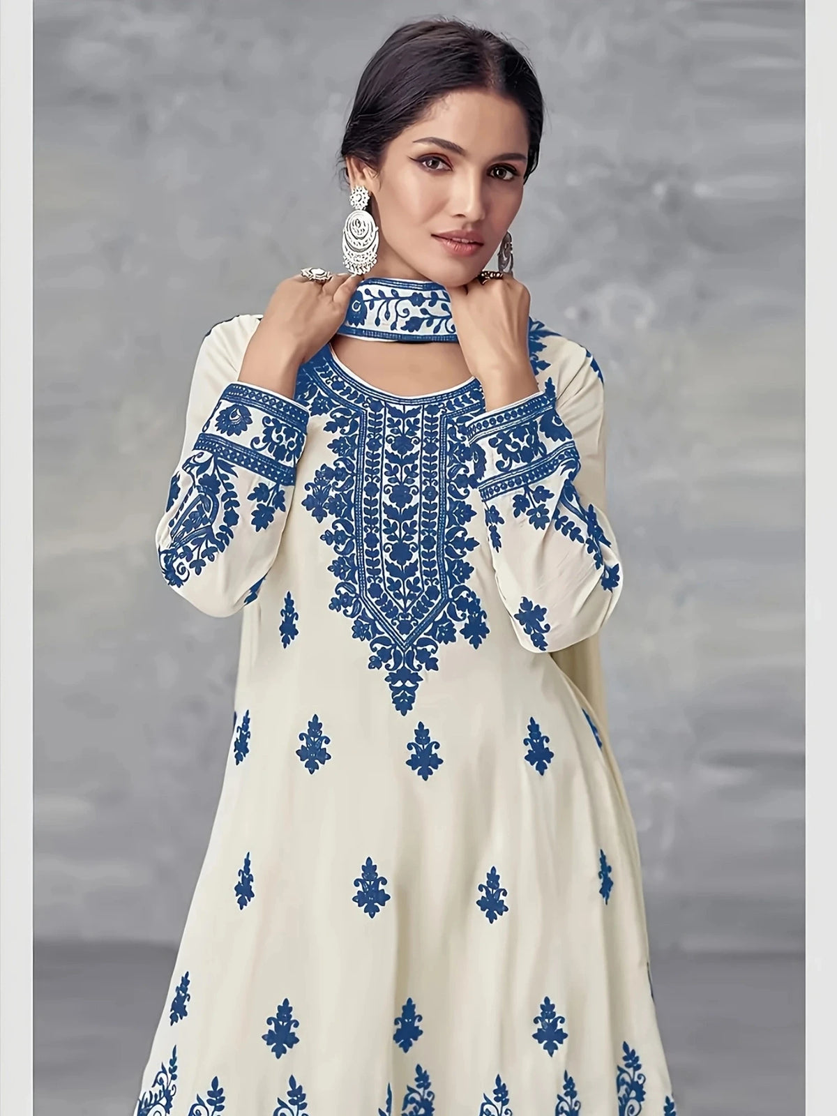 Women Plus Size Ethnic Style Three Piece Printed Outfit Set