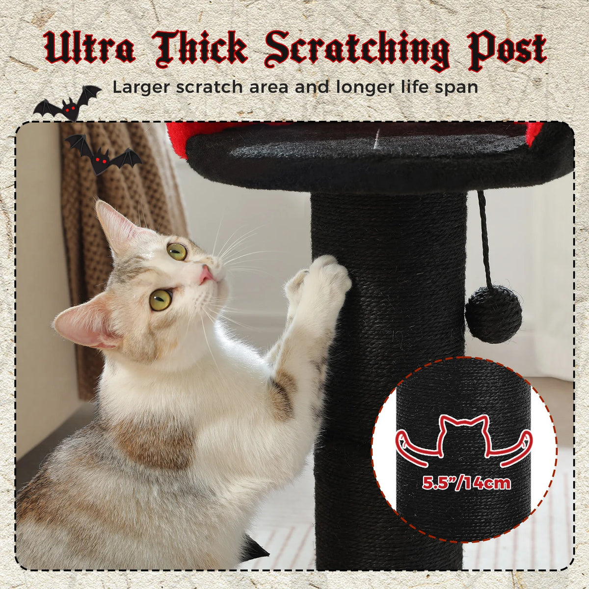 Pawz Road Large Indoor Cat Scratching Post With Removable Bed