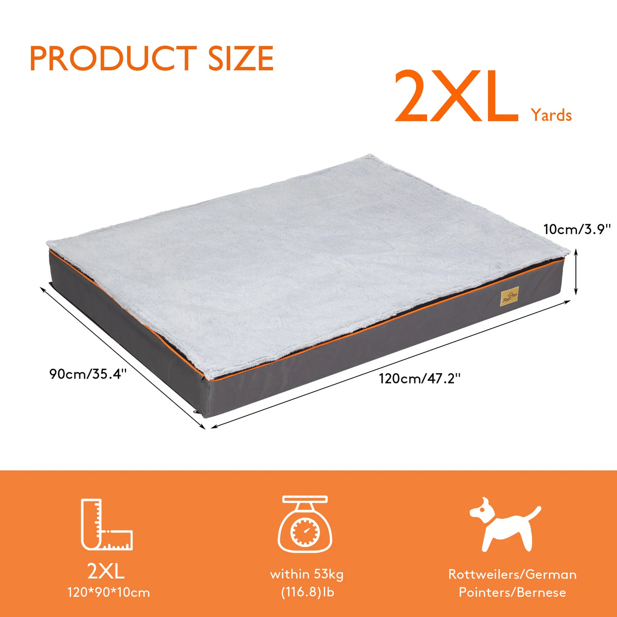 Bingopaw Large Padded Orthopedic Dog Bed With Washable Cover