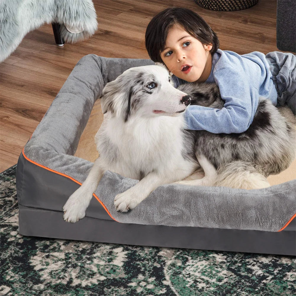 Borwart Jumbo Orthopedic Memory Foam Dog Bed With Removable Cover