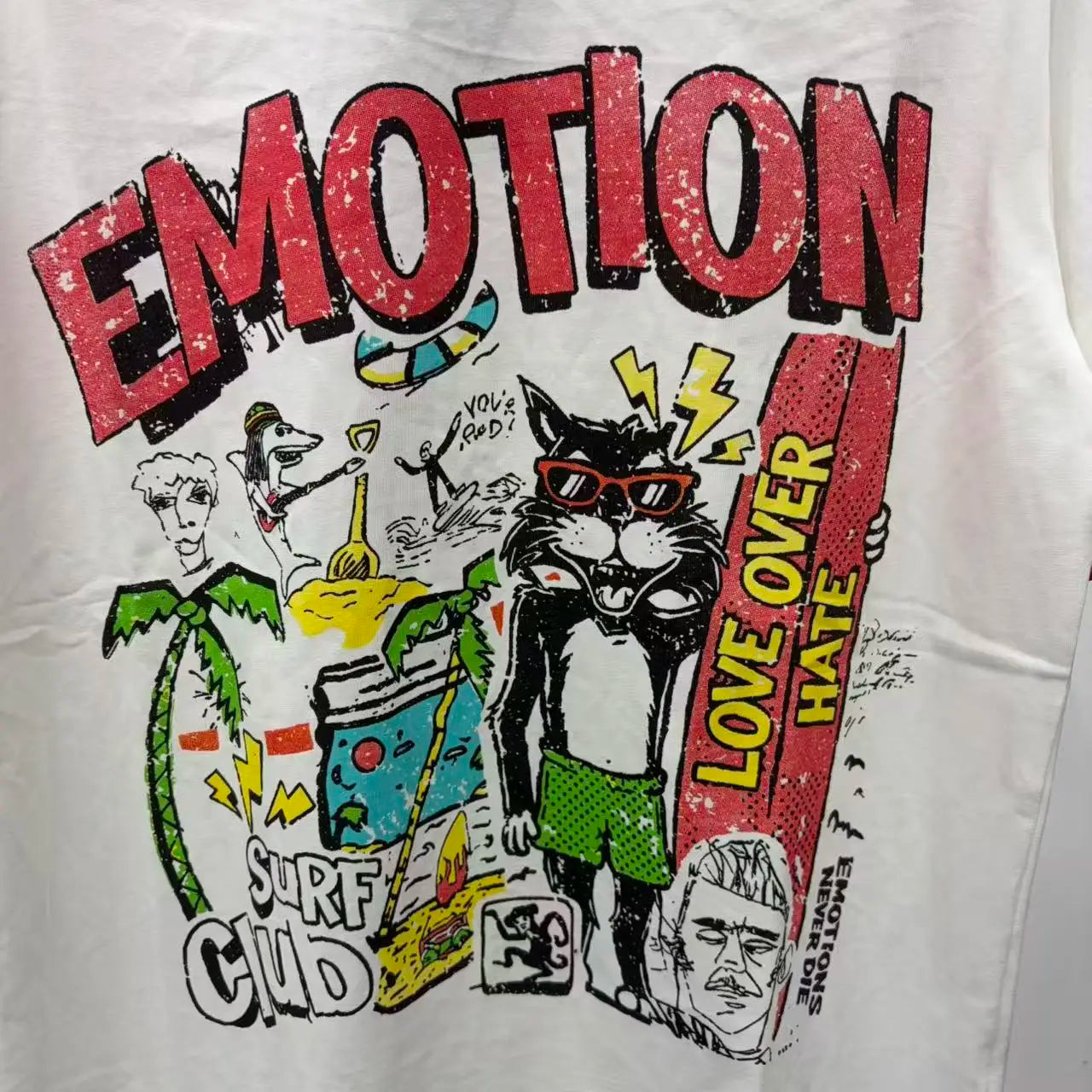 Mixed Emotion Rhinestone Cartoon Print Cotton T Shirt Men Women