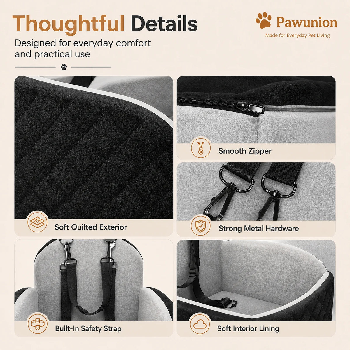 Memory Foam Dog Car Seat With Cool Mat Safety Leashes