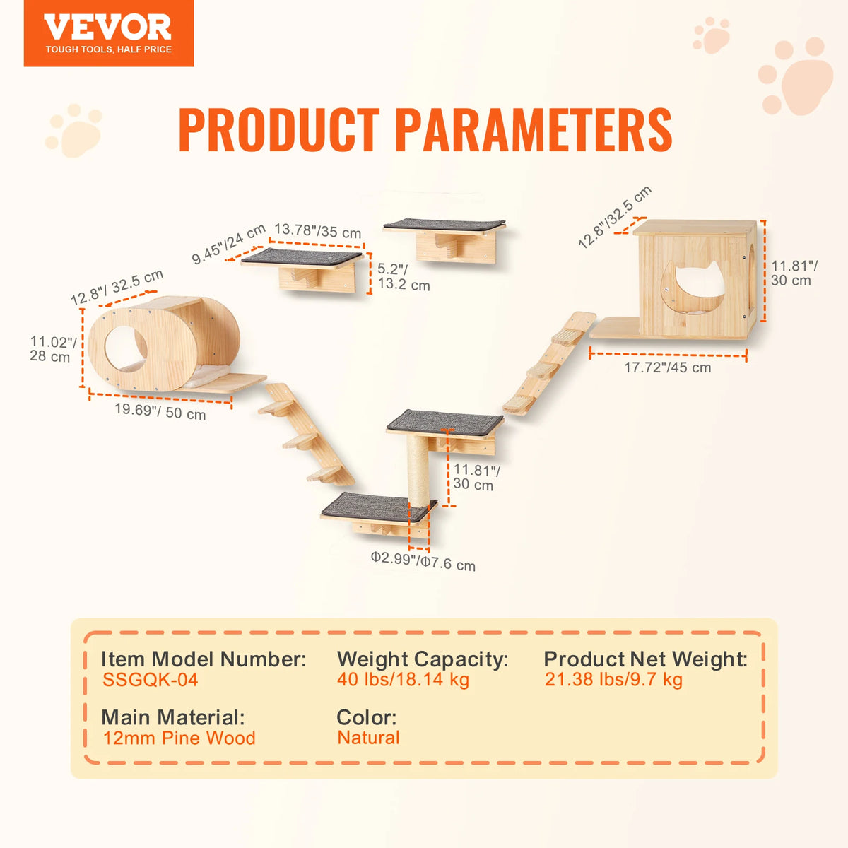 Succebuy Wall Mounted Cat Shelves Perches With Jumping Boards