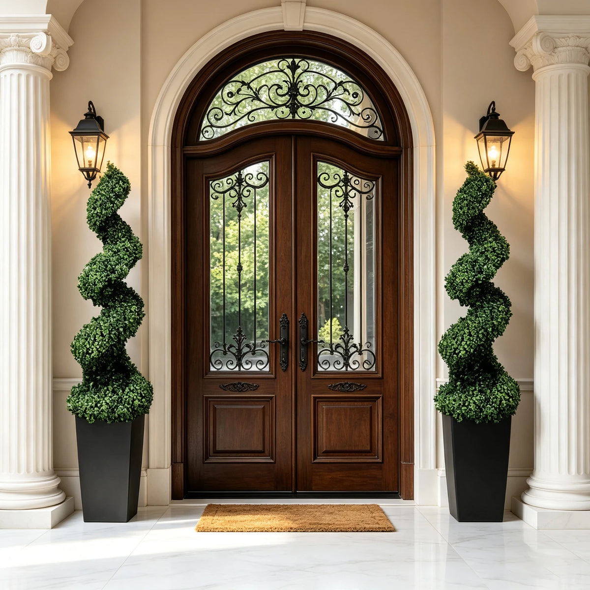 Olitree Artificial Boxwood Spiral Topiary Trees With Planter