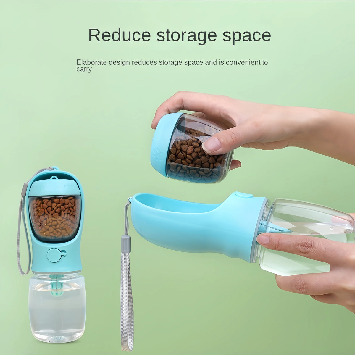 Portable Dog Cat Water Bottle with Storage Food and Water Container for Puppy Pets Dogs Feeder Bowl Outdoor Travel