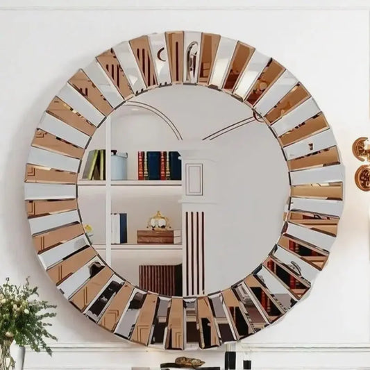 Round Starburst Decorative Glass Wall Art Mirror