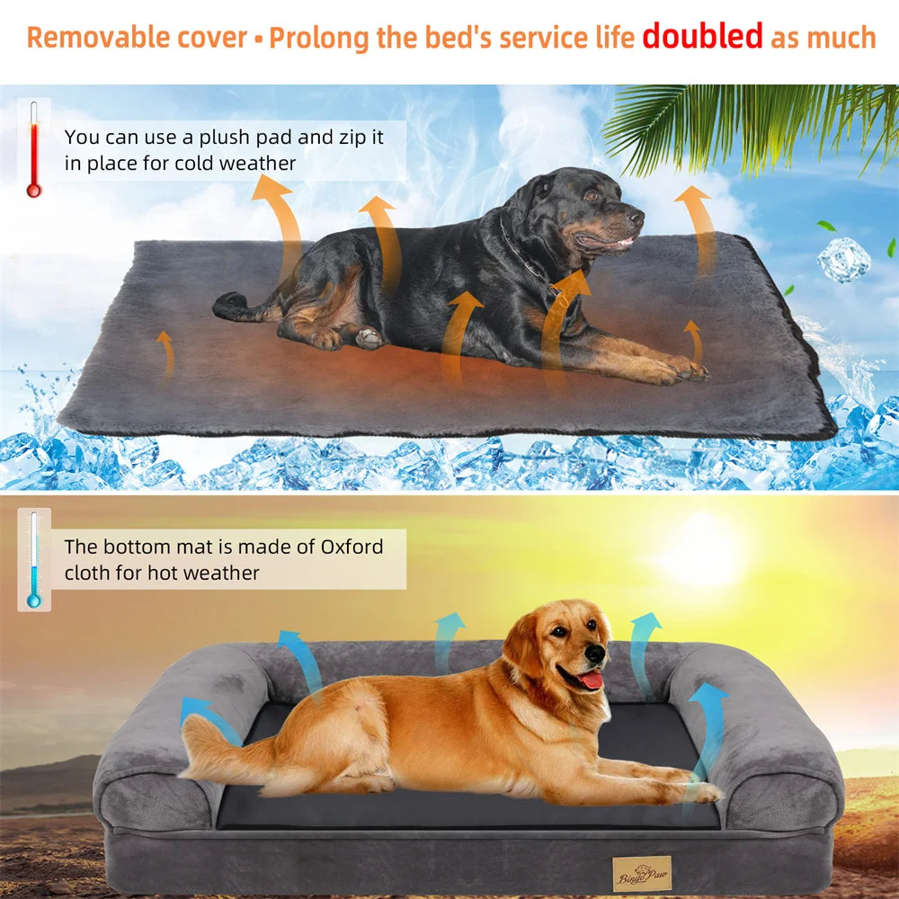 Borwart Orthopedic Memory Foam Calming Dog Bed With Removable Cover