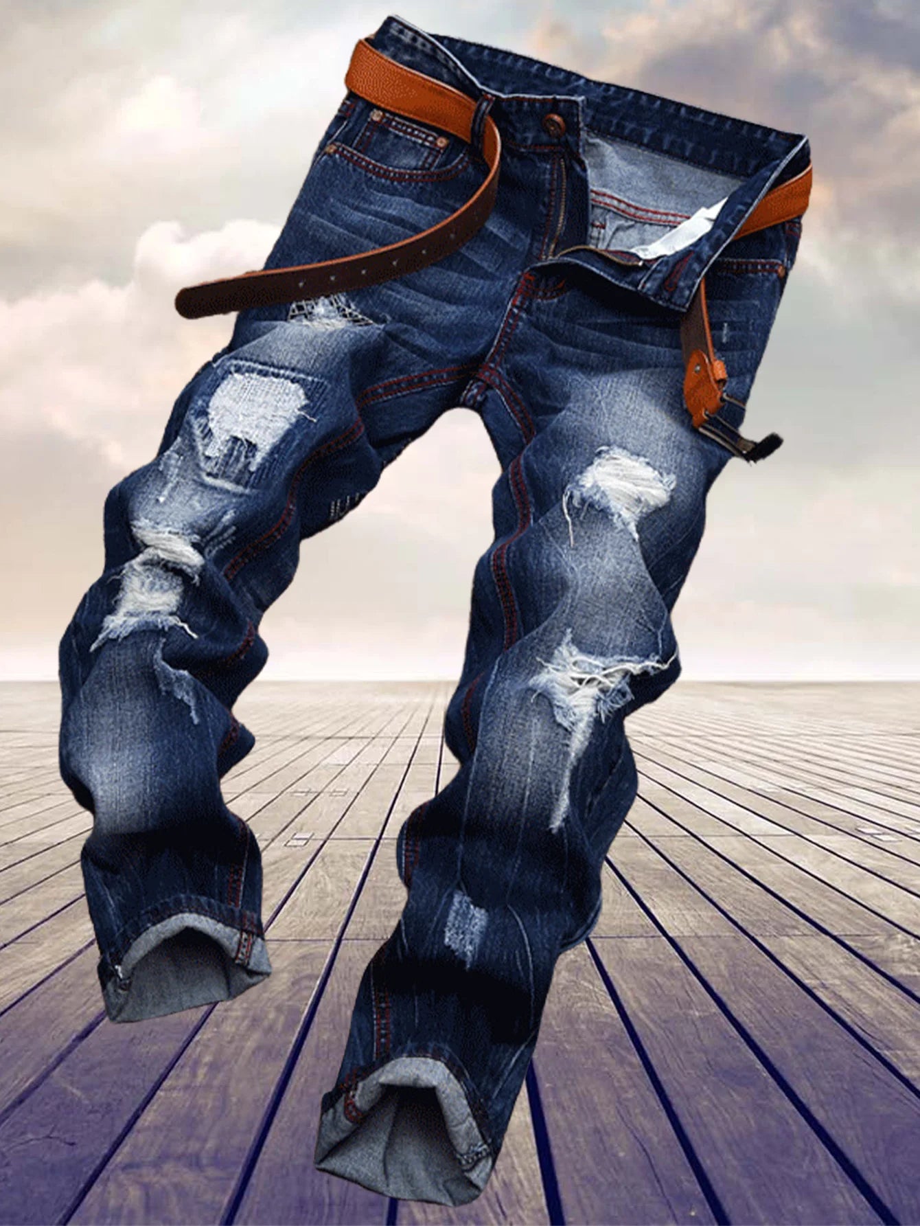 Cotton Blended Regular Fit Jeans With Zipper Fly For Men