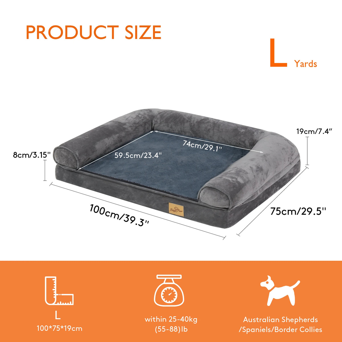 Bingopaw Orthopedic Extra Large Dog Bed With Washable Cotton Cover