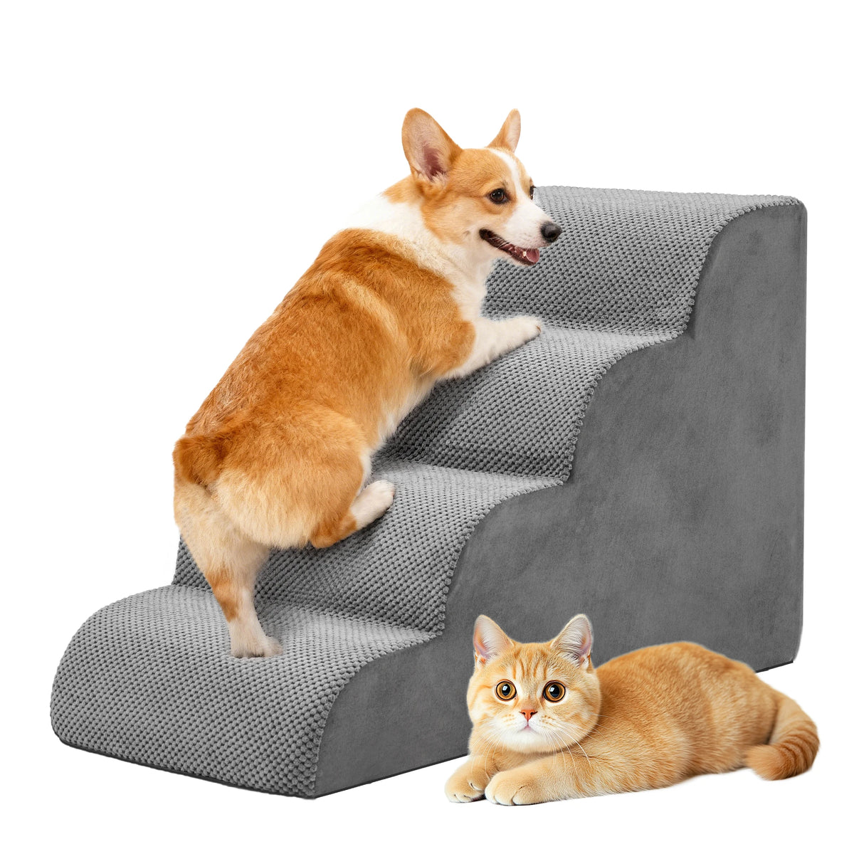 JHK High Density Foam Curved Dog Stairs Ramp For Small Dogs