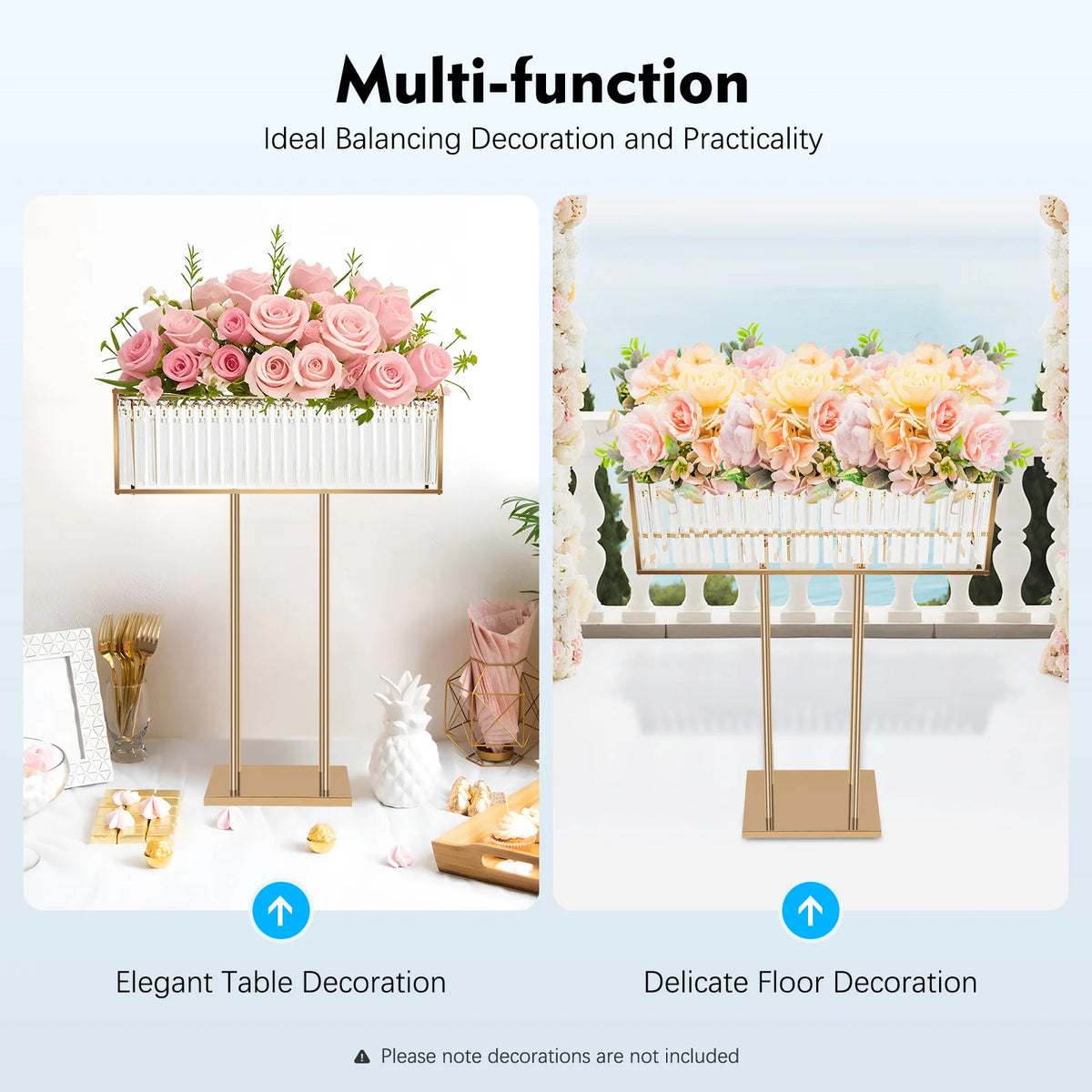 Bymaocar Crystal Flower Stand Iron Frame With Stable Holder