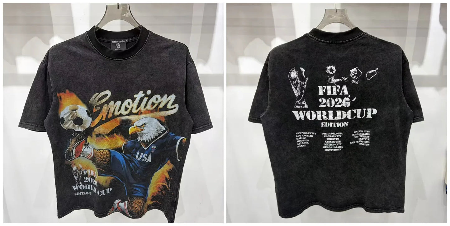 Mixed Emotion Print Cotton T Shirt Men Women Casual Trendy High Street