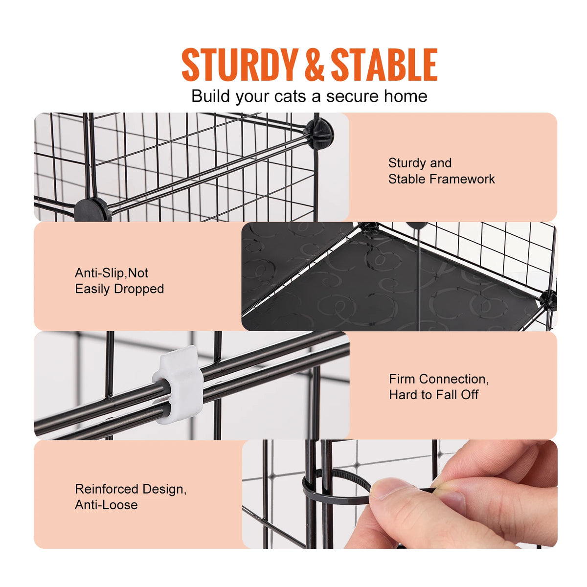 SucceBuy Detachable Metal Wire Cat Villa With Hammocks And Ramp