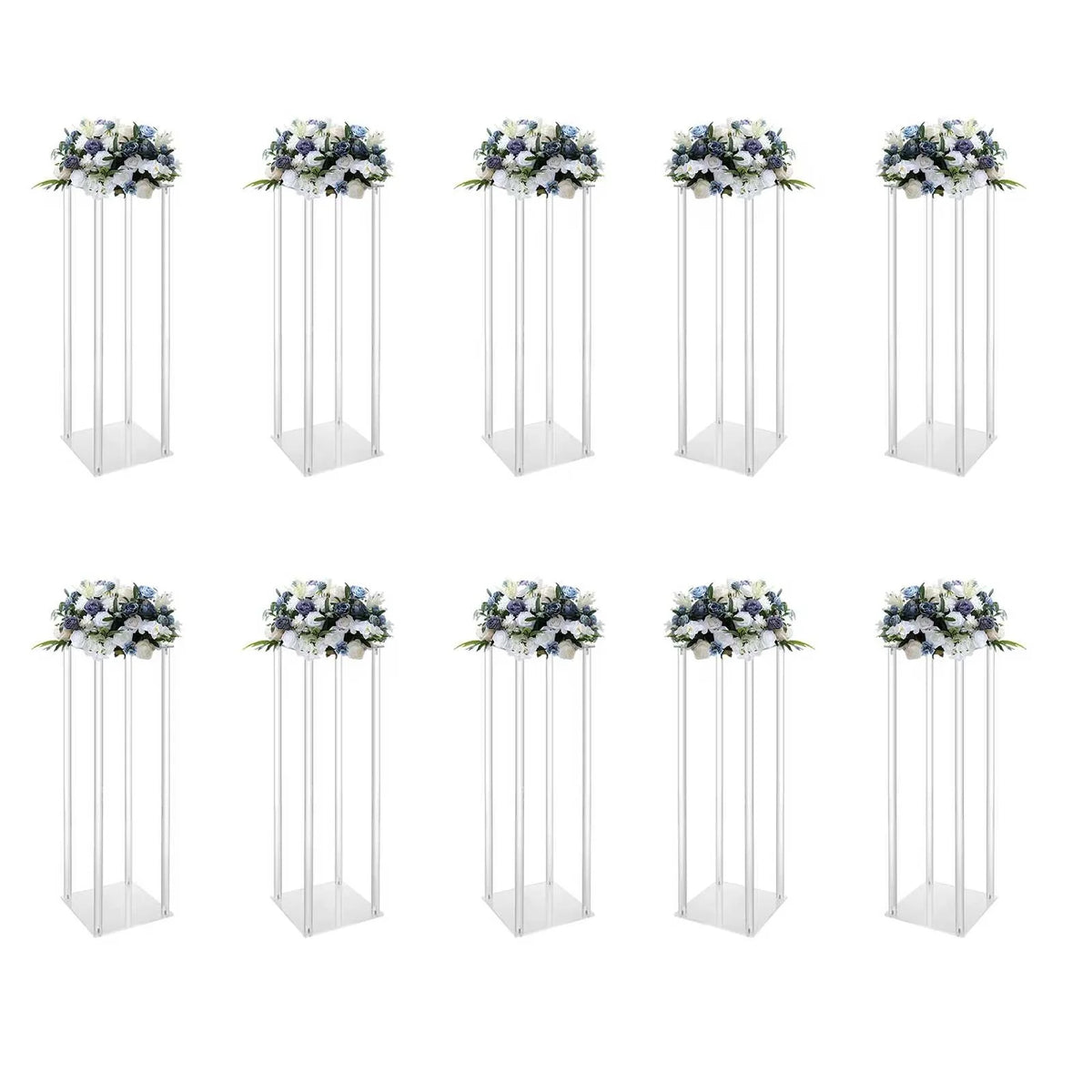 Clear 10Pcs Acrylic Wedding Flower Stand Geometric Column Rack
