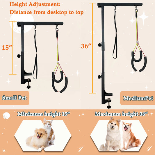 Adjustable Height Dog Grooming Arm With Clamp And Loop