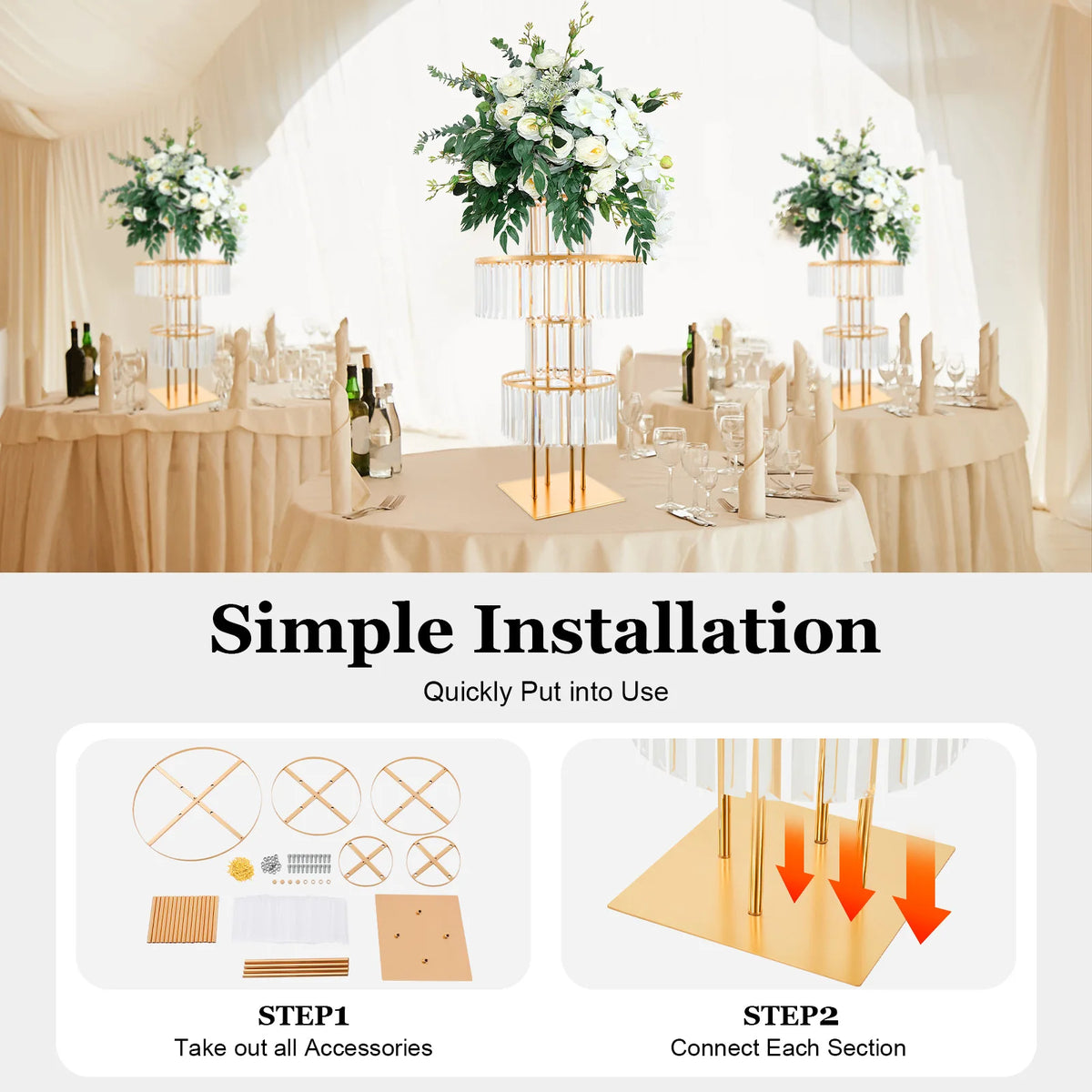 Acrylic Crystal Flower Vase Rack Stand Wedding Centerpiece Display Holder