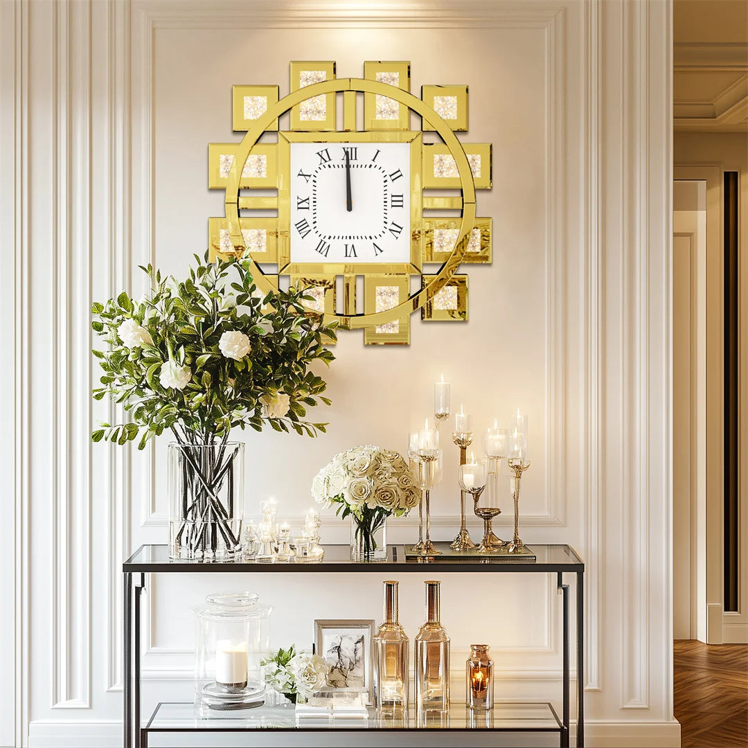 Decorative 60CM Resin Crystal Wall Clock Battery Operated