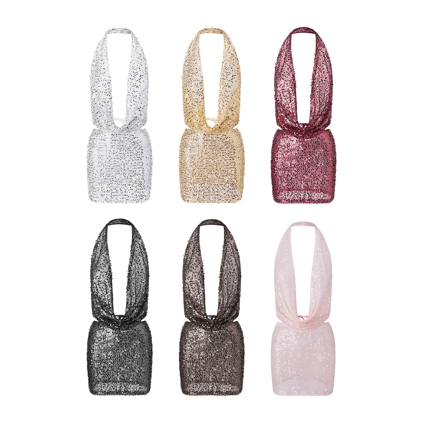 XBTCLXEBCO Glitter Dress With Pockets For Elegant Occasions