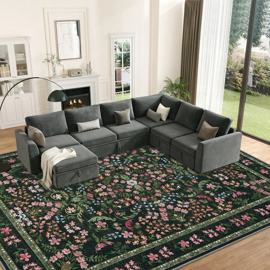 HiMISS Soft Vintage Floral Rug For Living Room And Bedroom