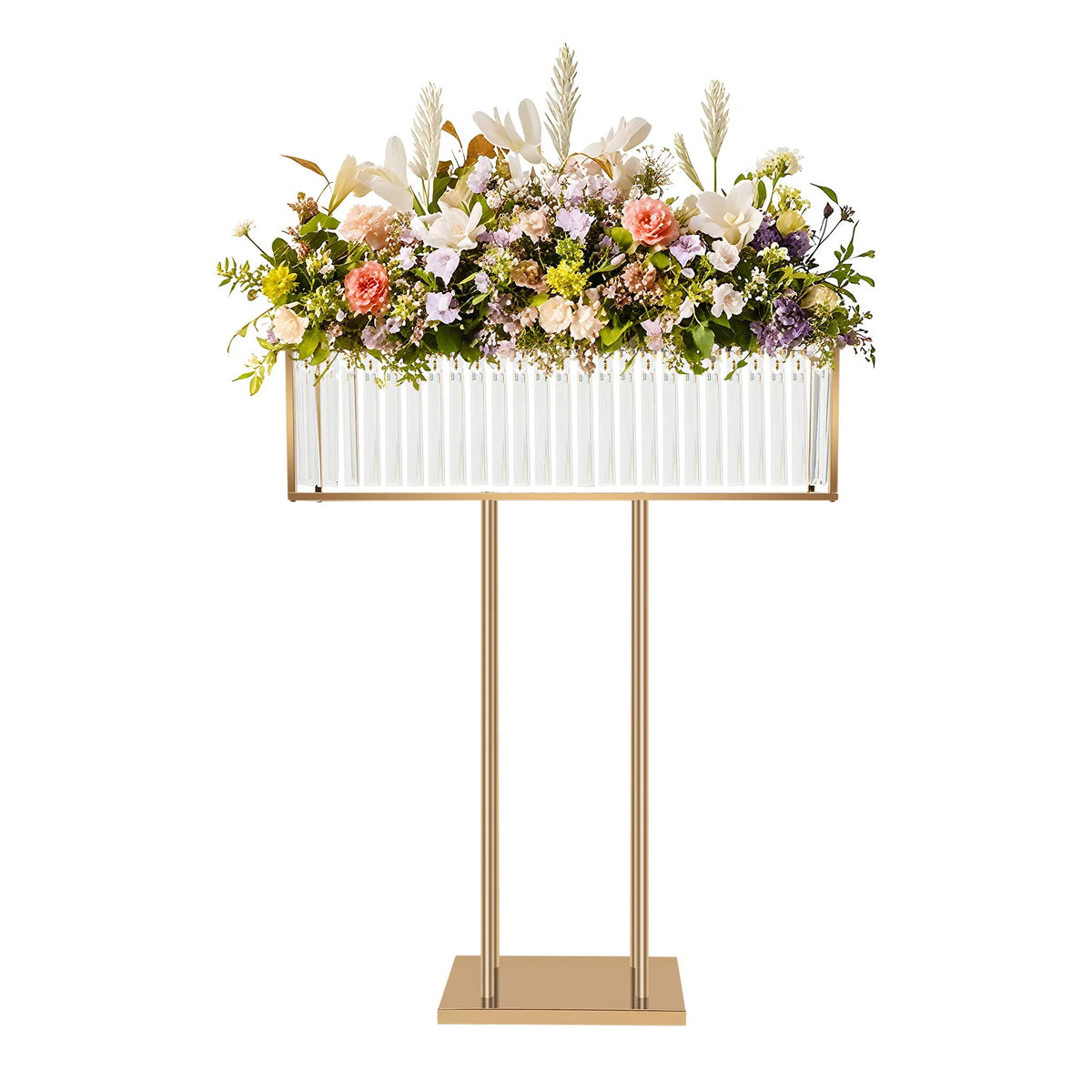 Bymaocar Crystal Flower Stand Iron Frame With Stable Holder
