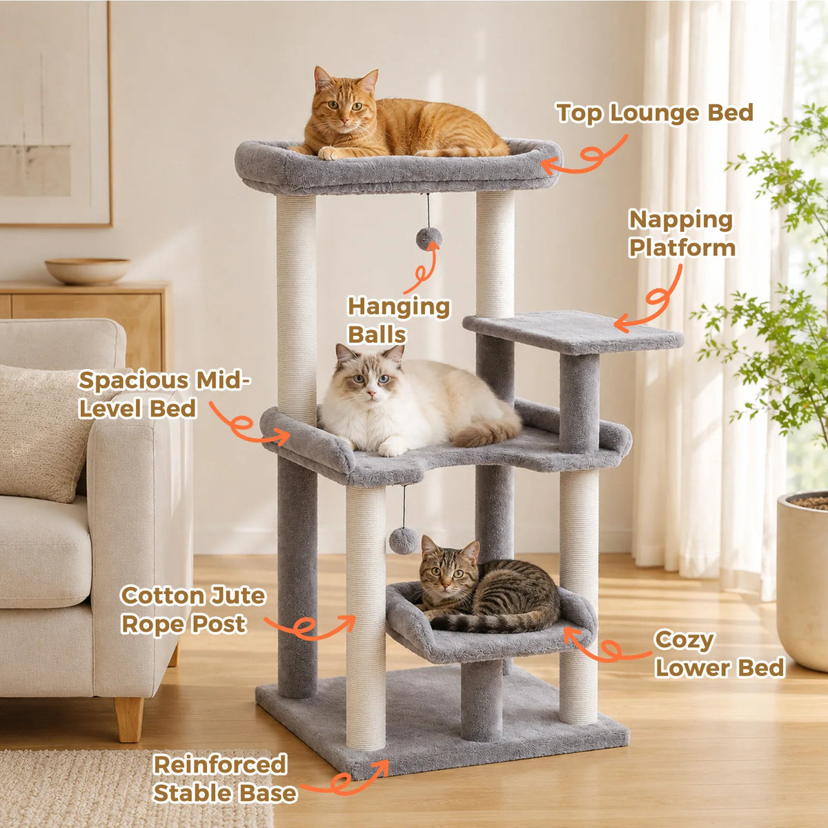 Pawz Road Multi Level Cat Tree With Large Top Perch
