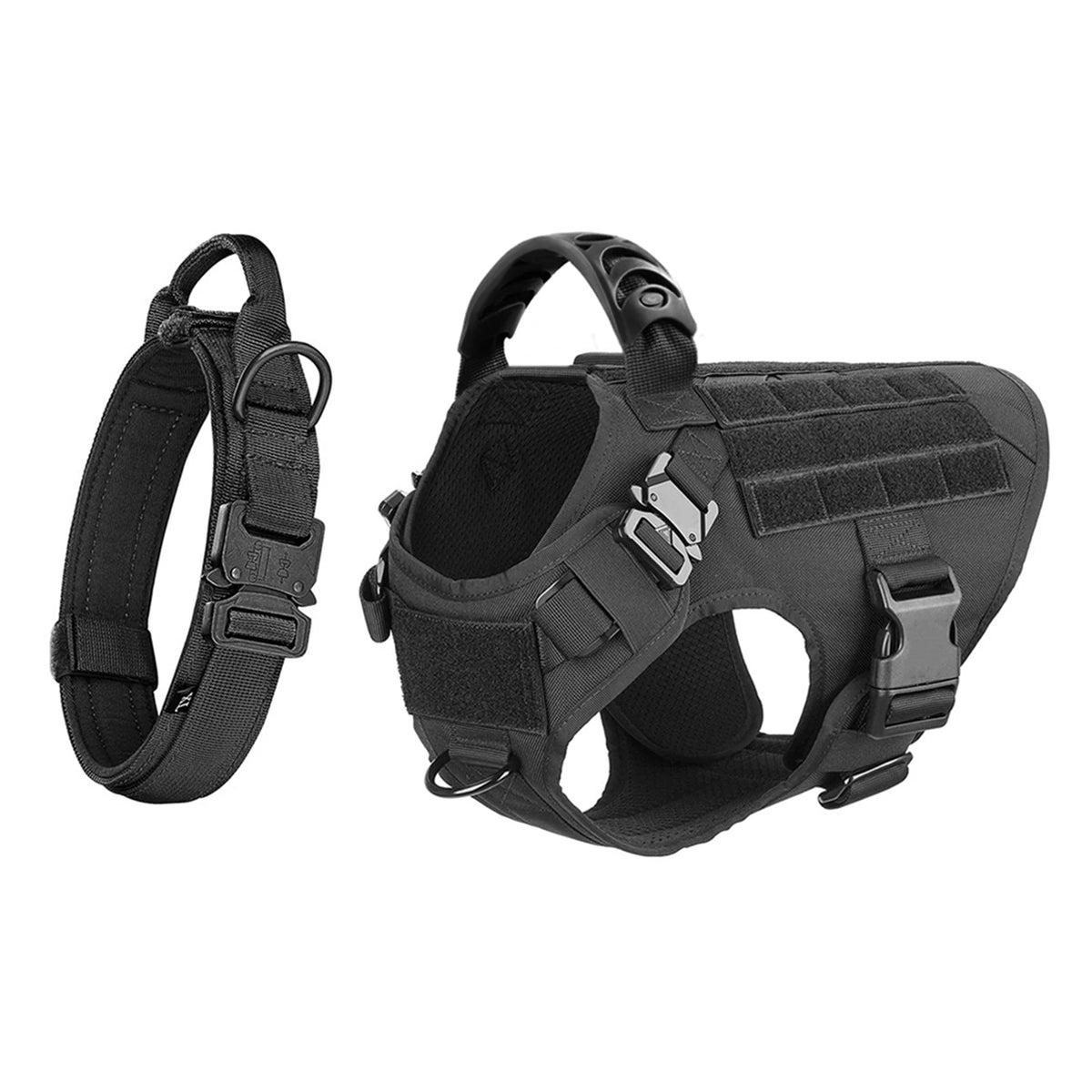 Adjustable Tactical Dog Harness And Collar Set For All Stages