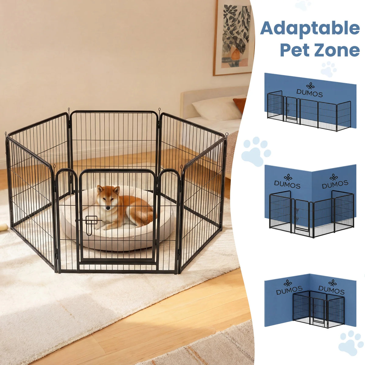 Jhk 6 Panel Metal Foldable Dog Playpen Fence