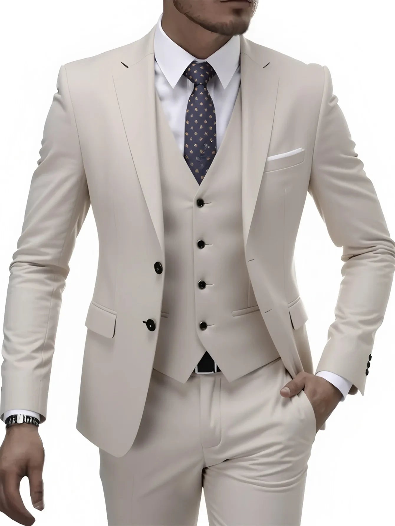 Mens Wedding Best Man Dress Suit Regular Fit Lapel Collar