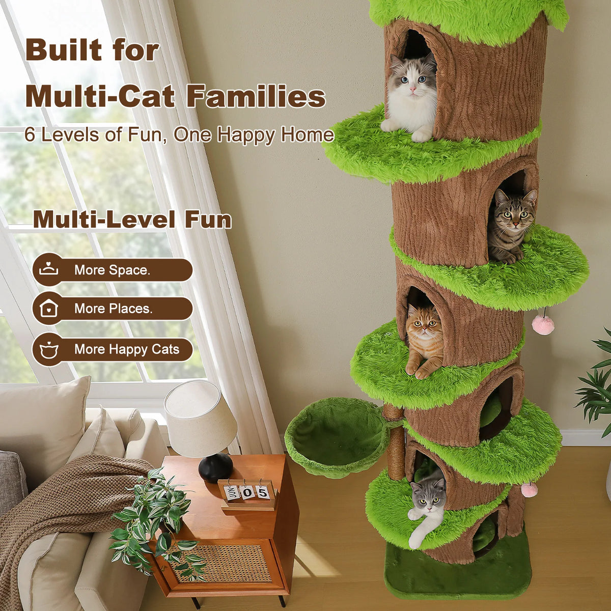 PAWZ Road Floor To Ceiling Cat Tower With Sisal Posts Hammock