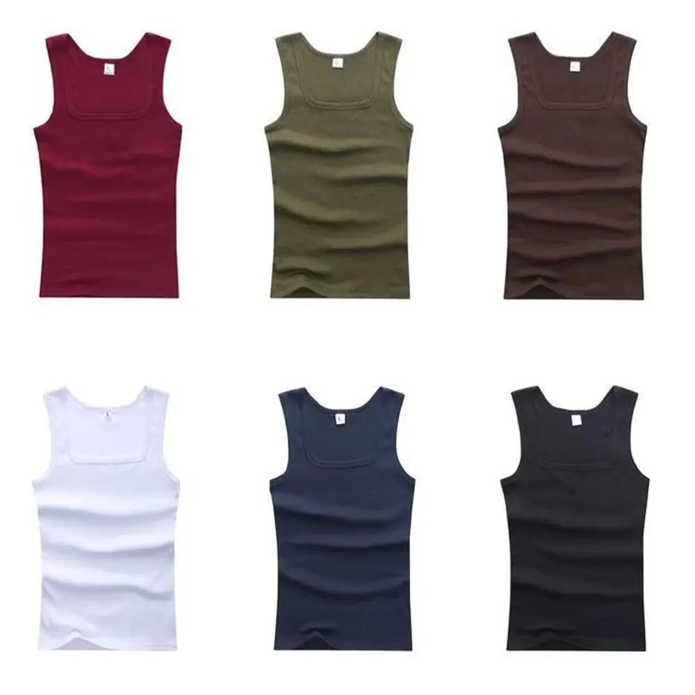 Pure Cotton Mens Elastic Tank Top for Summer Fitness Casual Wear