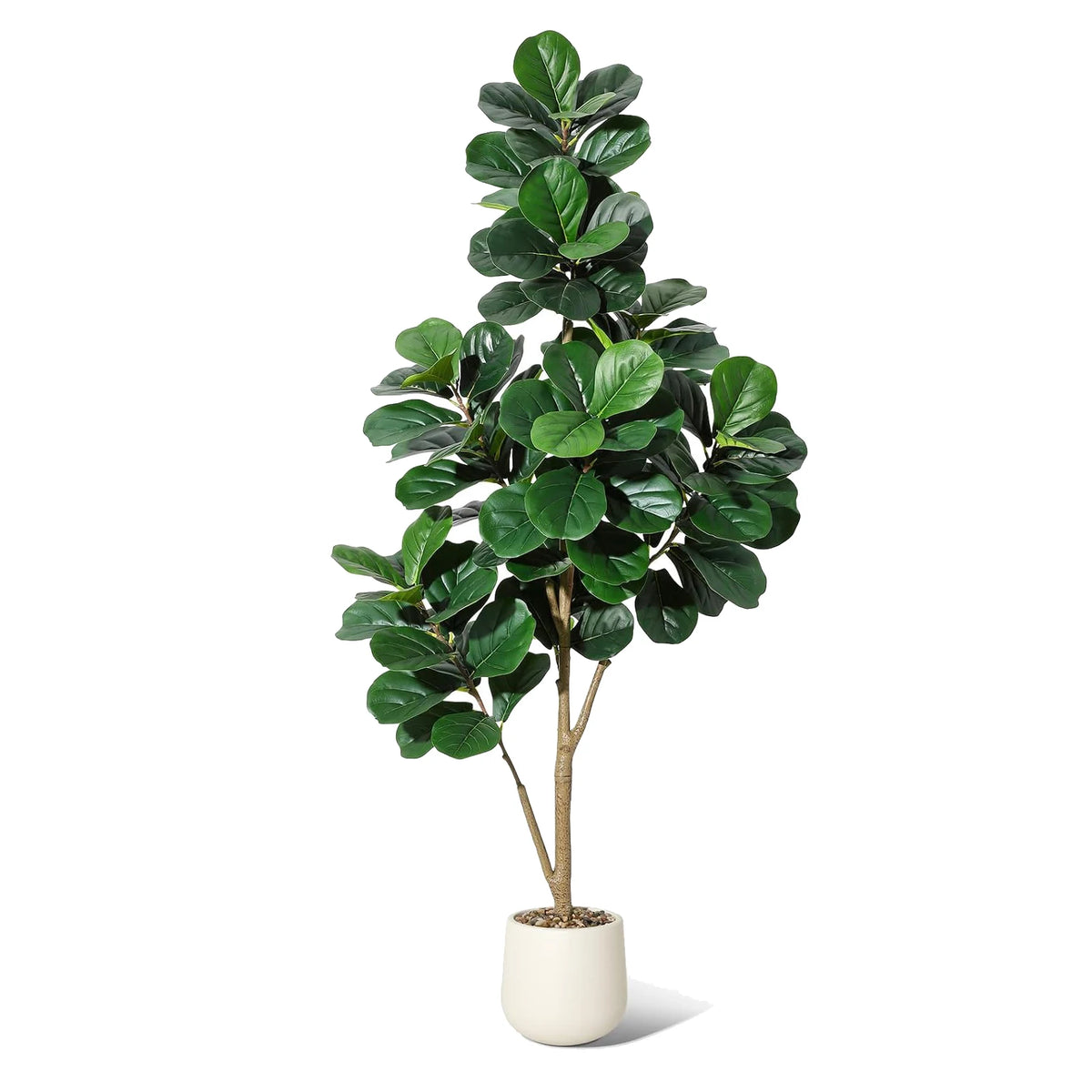 Himiss Artificial Fiddle Leaf Fig Tree In White Planter
